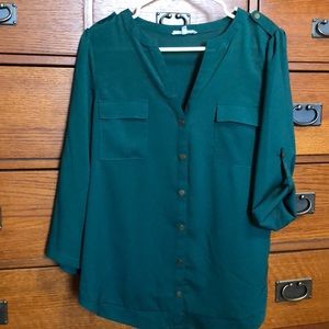 Three quarter button up blouse